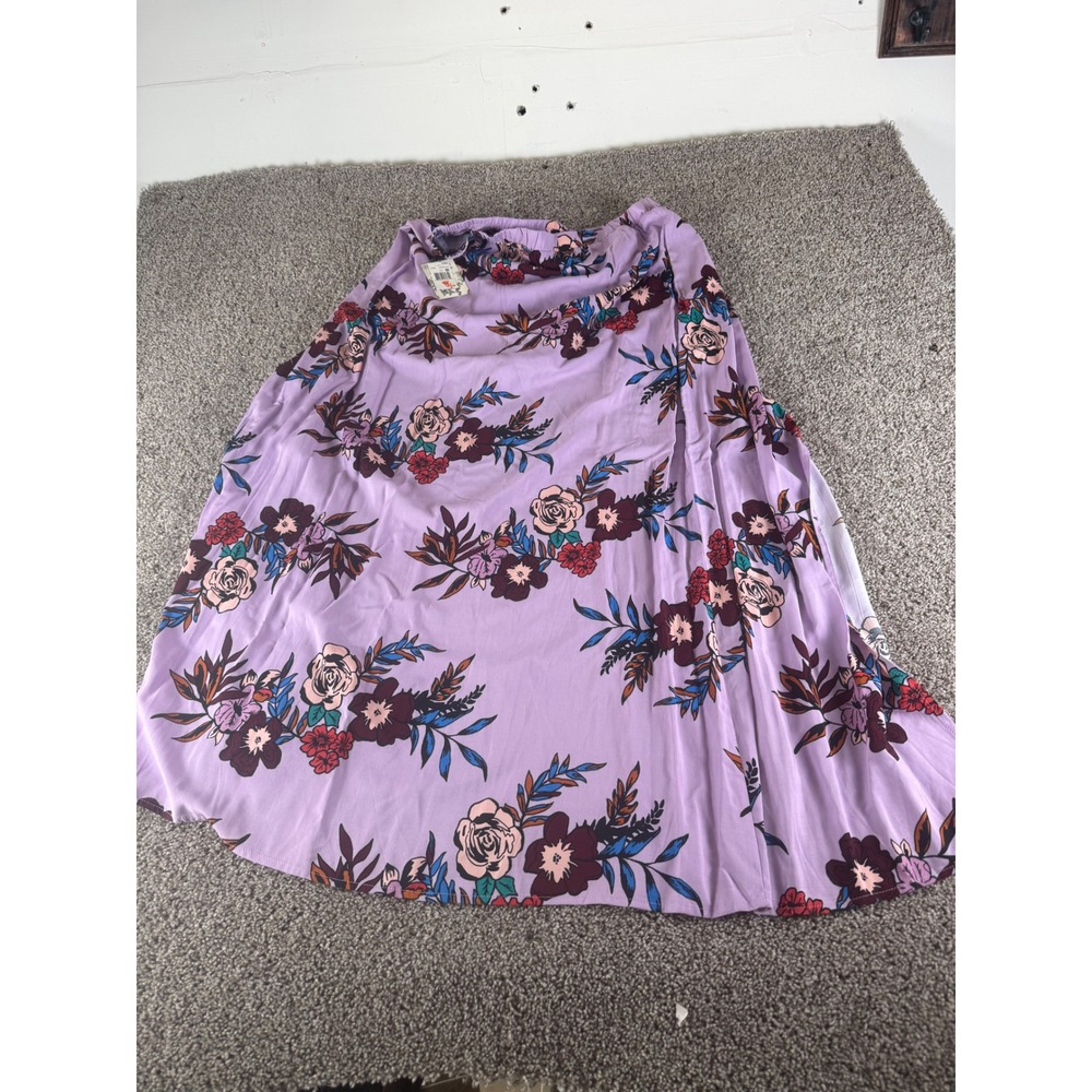 LDLA Lavender Floral Maxi Skort XL New With Tags Rayon Elastic Waist Skirt Short